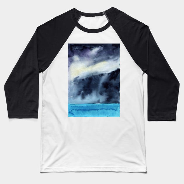 Watercolor landscape sky clouds Baseball T-Shirt by Olga Berlet